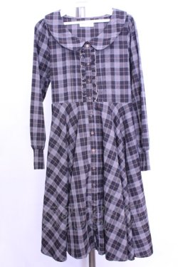 画像1: Favorite / タータンチェックワンピース  ダークブラウン O-26-01-12-2009-LO-OP-IG-OS