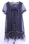 axes femme / ドットタイ付きシフォンワンピース M クロ×ラベンダー O-26-01-12-2018-AX-OP-IG-ZT0114G