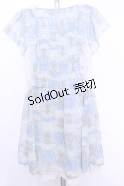 画像3: axes femme / レースシフォン切替半袖ワンピース  サックス O-26-01-12-2020-AX-OP-IG-OS