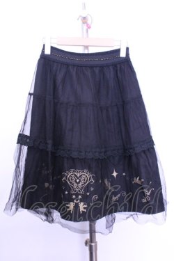 画像1: axes femme / 刺繍チュールスカート M クロ O-26-01-12-2023-AX-SK-IG-OS