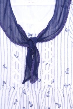 画像2: axes femme / イカリ柄スカーフ風チュニック M シロ×ネイビー O-26-01-12-2003-AX-OP-IG-OS