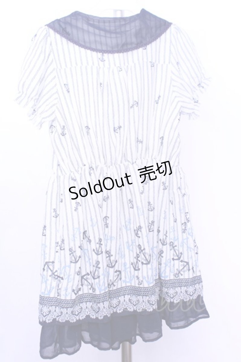 画像3: axes femme / イカリ柄スカーフ風チュニック M シロ×ネイビー O-26-01-12-2003-AX-OP-IG-ZT545 (3)