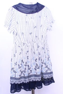 画像3: axes femme / イカリ柄スカーフ風チュニック M シロ×ネイビー O-26-01-12-2003-AX-OP-IG-OS