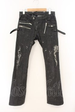 画像1: Sixh / トライバル刺繍デニムパンツ  ブラック O-26-01-12-086-HN-PA-OW-OS