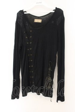 画像1: STEAM / レースアップカットソー  ブラック O-26-01-12-089-HN-TO-OW-OS