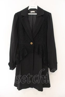 画像1: axes femme / レース重ねクラシックコート M ブラック O-26-01-12-016-AX-CO-IG-OS