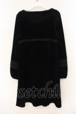 画像2: axes femme / シフォン配色ベロアワンピース M クロ O-26-01-12-020-AX-CO-IG-ZT540 (2)