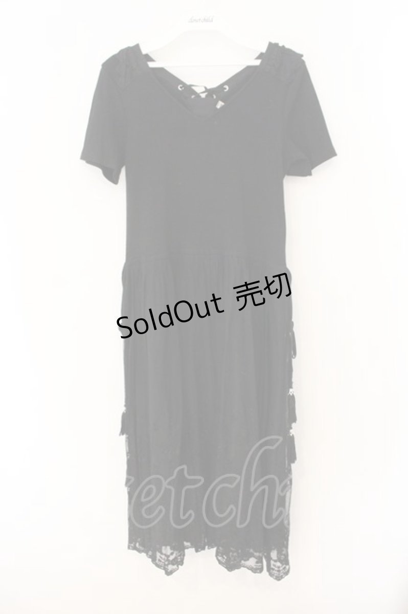 画像1: axes femme / 裾チュール刺繍ワンピース M クロ O-26-01-12-022-AX-OP-IG-ZT541 (1)