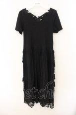 画像1: axes femme / 裾チュール刺繍ワンピース M クロ O-26-01-12-022-AX-OP-IG-ZT541 (1)