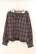 axes femme POETIQUE / 襟レース使いチェックブラウス  パープル O-26-01-12-023-AX-BL-IG-OS