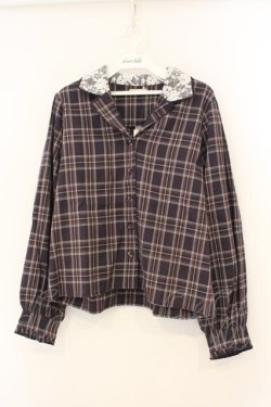 画像1: axes femme POETIQUE / 襟レース使いチェックブラウス  パープル O-26-01-12-023-AX-BL-IG-OS