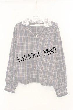 画像1: axes femme POETIQUE / 襟レース使いチェックブラウス  パープル O-26-01-12-023-AX-BL-IG-ZT541