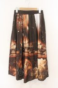 axes femme Nostalgic / 幻想街柄ロングスカート  ブラウン O-26-01-12-027-LO-SK-IG-OS