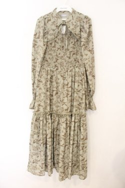 画像1: axes femme POETIQUE / トワルドジュイ風柄ワンピース  グリーン O-26-01-12-028-AX-OP-IG-OS