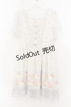 画像1: axes femme / ストライプローズptシフォンワンピース  オフシロ×サックス O-26-01-13-030-AX-OP-IG-OS