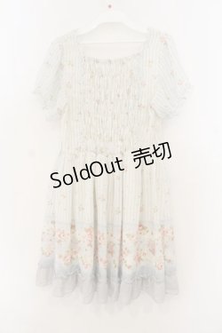 画像2: axes femme / ストライプローズptシフォンワンピース  オフシロ×サックス O-26-01-13-030-AX-OP-IG-OS