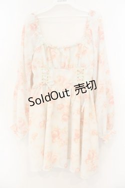 画像1: LIZ LISA / オフショルローズ柄ワンピース  サックス O-26-01-13-031-LO-OP-IG-OS