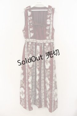 画像1: axes femme / 薔薇ストライプロングワンピース M ワイン O-26-01-13-036-AX-OP-IG-OS