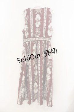 画像2: axes femme / 薔薇ストライプロングワンピース M ワイン O-26-01-13-036-AX-OP-IG-OS