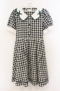 axes femme POETIQUE / フラワー刺繍ギンガムワンピース  クロ×シロ O-26-01-13-037-AX-OP-IG-OS