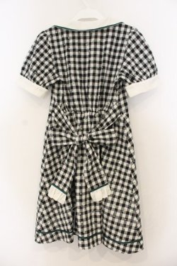 画像2: axes femme POETIQUE / フラワー刺繍ギンガムワンピース  クロ×シロ O-26-01-13-037-AX-OP-IG-OS