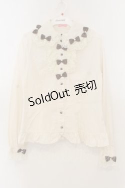 画像1: Angelic Pretty / プチリボンパール丸襟ブラウス  アイボリー×ブラウン O-26-01-13-039-AP-BL-IG-OS