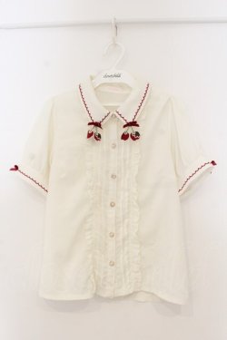 画像1: LIZ LISA / チョコディップチェリーブラウス  オフ×アカ O-26-01-13-040-LO-BL-IG-OS