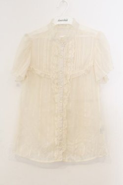 画像1: axes femme / ボウタイ付フィルムドビーブラウス  オフシロ O-26-01-13-045-AX-BL-IG-OS