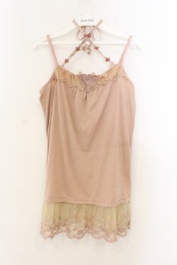 画像1: axes femme / バラ×ビーズストラップキャミ  ピンクベージュ O-26-01-13-048-AX-TO-IG-OS