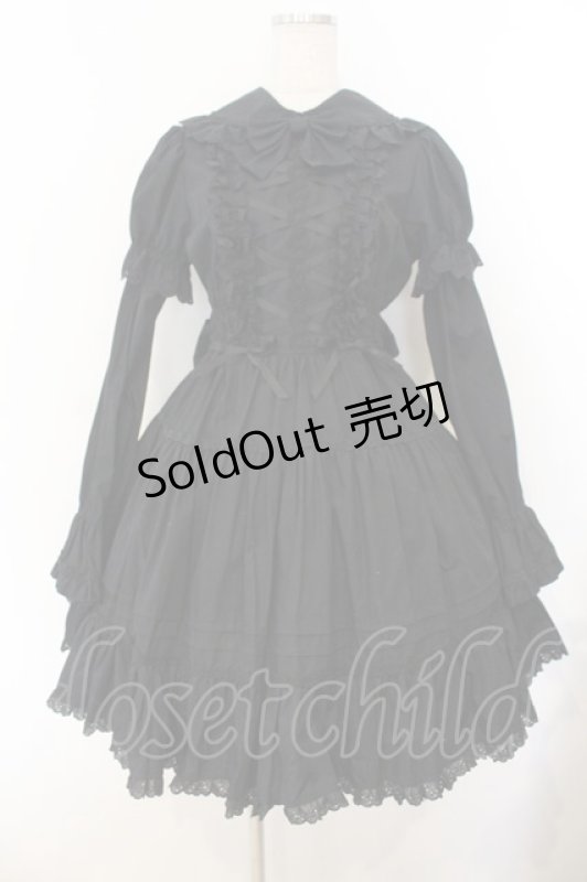 画像1: Cornet / ハートレース付け袖ワンピース  クロ O-26-01-13-006-LO-OP-IG-OS (1)