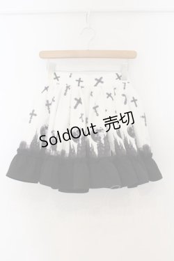 画像1: Jamieエーエヌケー / ゴシックキャッスルプリントスカート  シロ×クロ O-26-01-13-062-0-SK-IG-OS
