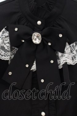 画像2: Ank Rouge / ストーンリボンゴシックブラウス  クロ×シロ O-26-01-13-066-CA-BL-IG-OS