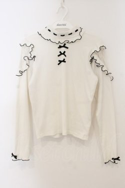 画像1: NOEMIE / オープンショルダーレースプチ ハイカットソー  シロ×クロ O-26-01-13-071-LO-TO-IG-OS