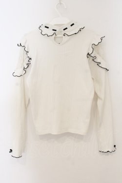 画像2: NOEMIE / オープンショルダーレースプチ ハイカットソー  シロ×クロ O-26-01-13-071-LO-TO-IG-OS