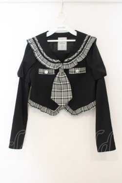 画像1: Ank Rouge / チェック配色パフトップス  クロ×シロ O-26-01-13-077-CA-BL-IG-OS