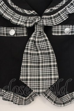 画像2: Ank Rouge / チェック配色パフトップス  クロ×シロ O-26-01-13-077-CA-BL-IG-OS