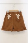 画像2: Secret Honey / レースアップ起毛ショートパンツ  ブラウン O-26-01-13-080-CA-PA-IG-ZT537 (2)