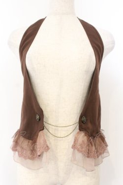 画像1: axes femme / シフォンチュールフリルホルターベスト  ブラウン O-26-01-13-002-AX-TO-IG-OS