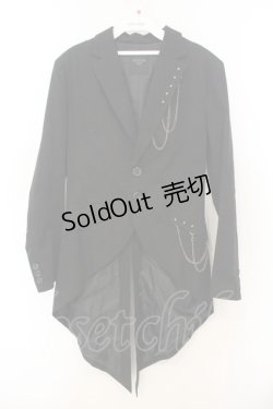 画像1: BPN FOR MEN / チェーン装飾燕尾ジャケット M ブラック O-26-01-13-015-GO-JA-OW-OS
