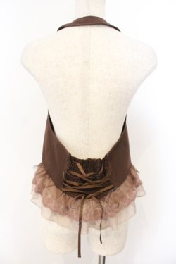画像3: axes femme / シフォンチュールフリルホルターベスト  ブラウン O-26-01-13-002-AX-TO-IG-OS