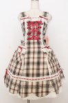 画像1: BABY,THE STARS SHINE BRIGHT / 裾スカラップタータンチェックジャンパースカート＆リボンコームセット  生成り×えんじ O-26-01-14-001-BA-OP-IG-OS (1)