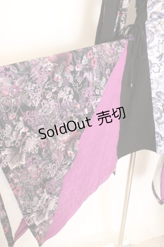 画像2: Qutie Frash / アシメ着物カーデ  パープル×ブラック O-26-01-14-035-QU-JA-IG-OS (2)