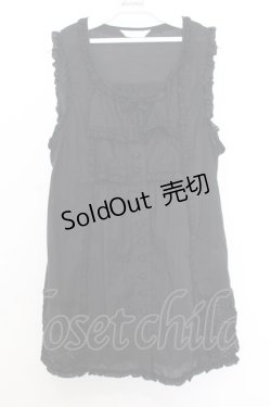 画像1: PINK HOUSE / はしごレースフリルチュニック  クロ O-26-01-14-040-LO-BL-IG-OS