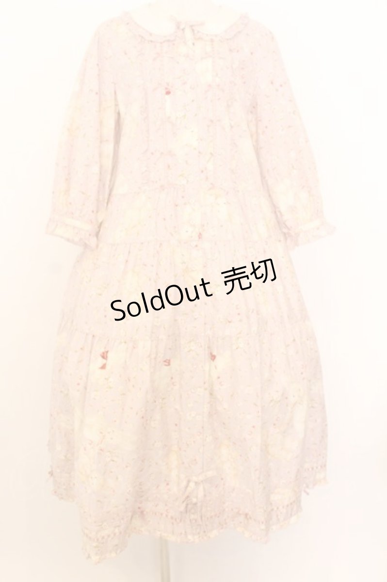 画像1: PINK HOUSE / バラ園うさぎミディワンピース  ピンク O-26-01-14-004-LO-OP-IG-OS (1)