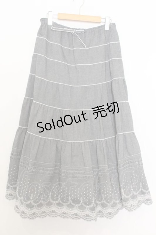 画像1: PINK HOUSE / 裾刺繍スカート  グレー O-26-01-14-046-LO-SK-IG-ZI (1)