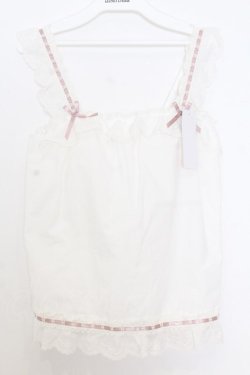 画像1: Kurumi Collaboration / CLK*メンキャミ フェアリーズブーケまどろみコットンキャミソール 150 オフシロ×ピンク O-26-01-14-008-0-TO-IG-OS