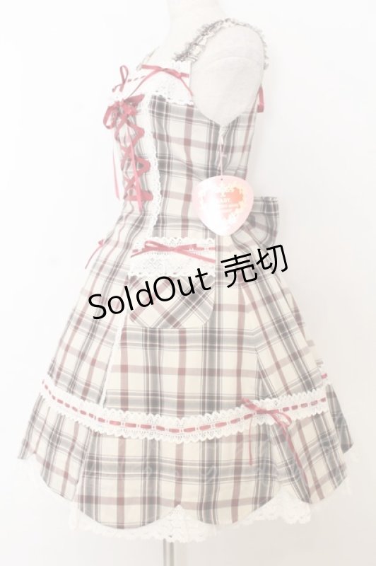 画像3: BABY,THE STARS SHINE BRIGHT / 裾スカラップタータンチェックジャンパースカート＆リボンコームセット  生成り×えんじ O-26-01-14-001-BA-OP-IG-OS (3)