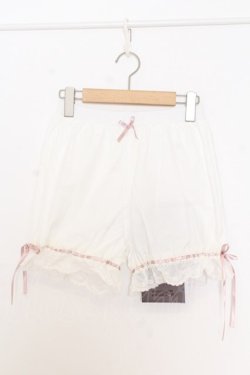 画像1: Kurumi Collaboration / CLK*メンドロワーズ フェアリーズブーケまどろみコットンドロワーズ S 3部丈 オフシロ×ピンク O-26-01-14-009-0-PA-IG-OS