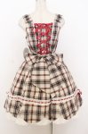 画像4: BABY,THE STARS SHINE BRIGHT / 裾スカラップタータンチェックジャンパースカート＆リボンコームセット  生成り×えんじ O-26-01-14-001-BA-OP-IG-OS (4)