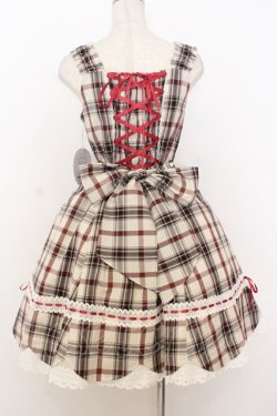 画像4: BABY,THE STARS SHINE BRIGHT / 裾スカラップタータンチェックジャンパースカート＆リボンコームセット  生成り×えんじ O-26-01-14-001-BA-OP-IG-OS